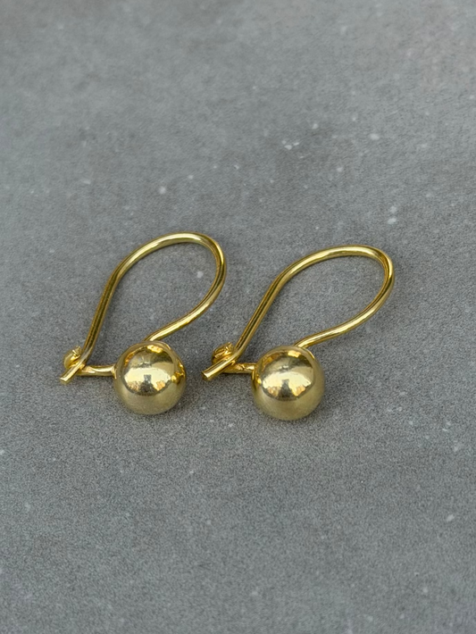 15 mm Line Ball Drop Sterling Silver Earrings Gold Plated