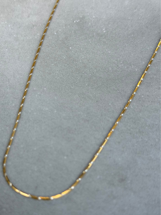 44 cm Sterling Silver Glow Stone Necklace Gold Plated