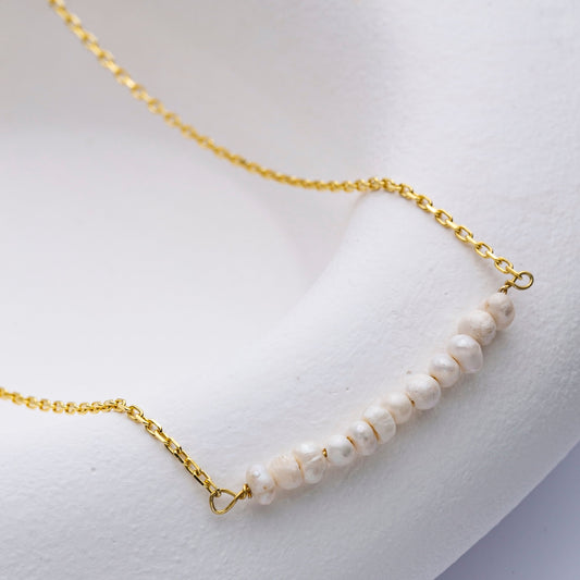 Handcrafted Sterling Silver Necklace with Pearls - Gold Plated