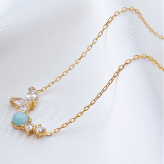 Handcrafted Sterling Silver Blue Topaz CZ Stone Charm Pendant Necklace