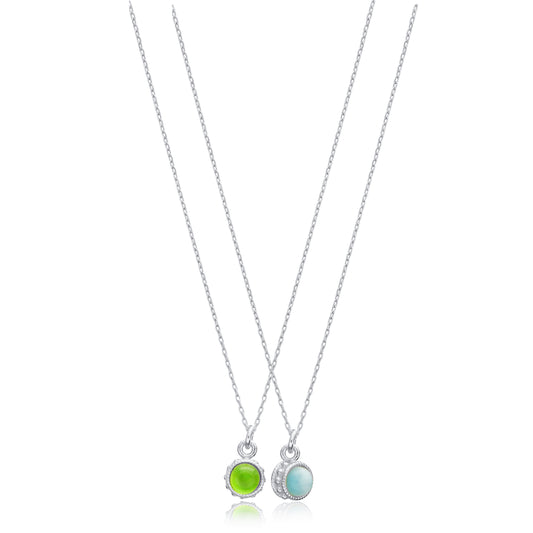 Handcrafted Sterling Silver Double Color Ball Charm Necklace