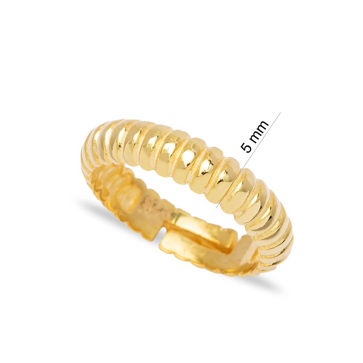 Handcrafted Sterling Silver Auger Design Plain Ring - Gold Plated