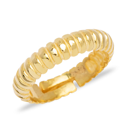 Handcrafted Sterling Silver Auger Design Plain Ring - Gold Plated