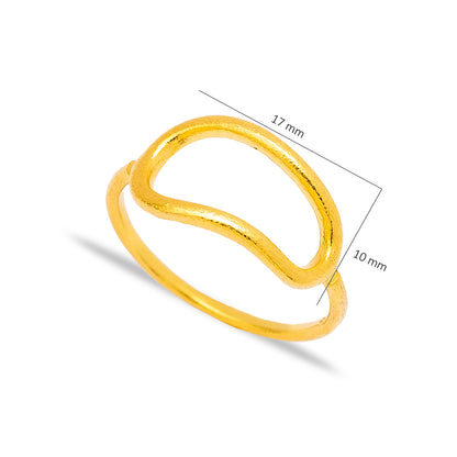 Handcrafted Irregular Shape Sterling Silver Ring - 22k Gold Plated