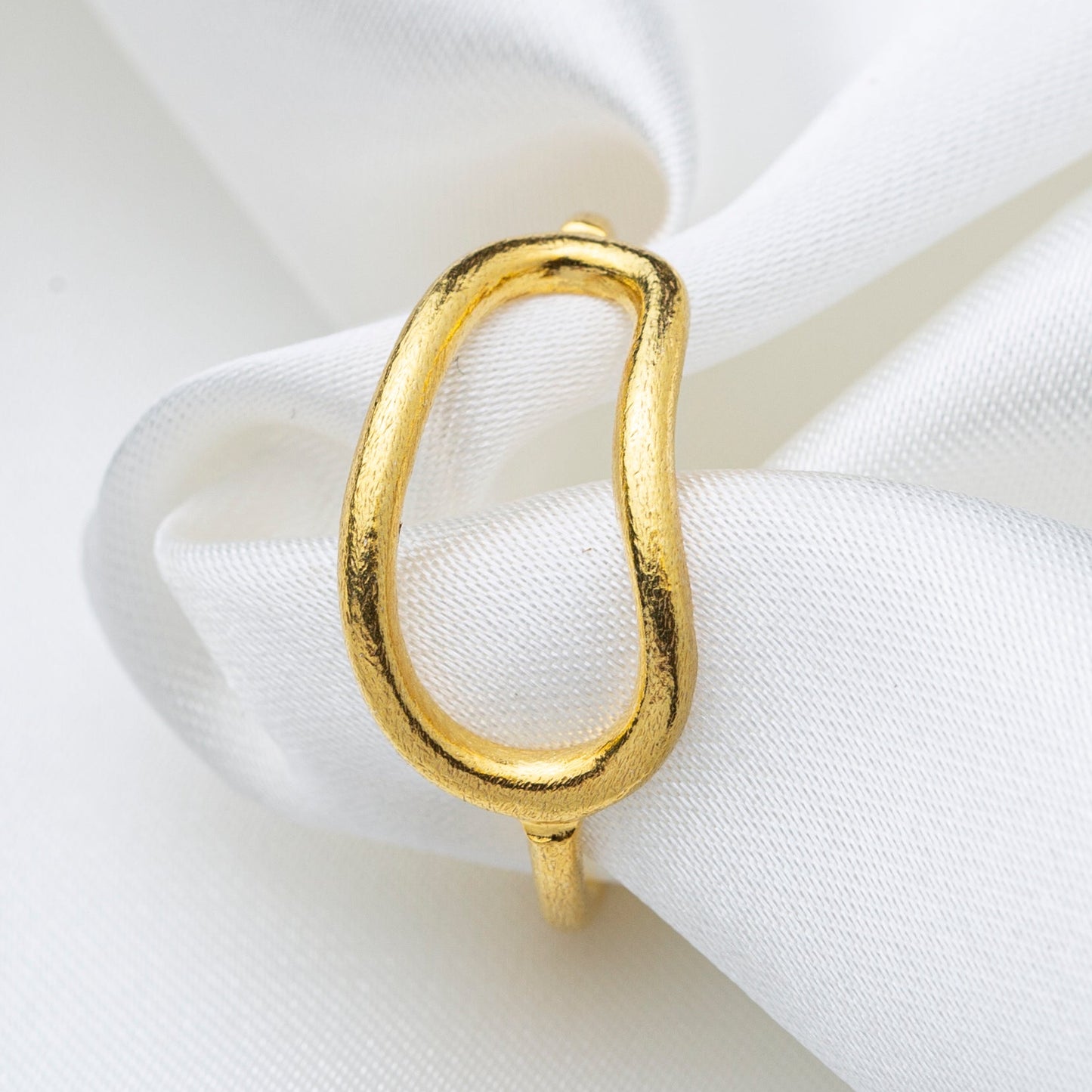 Handcrafted Irregular Shape Sterling Silver Ring - 22k Gold Plated