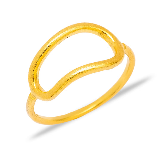 Handcrafted Irregular Shape Sterling Silver Ring - 22k Gold Plated