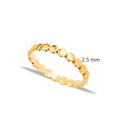 Handcrafted Sterling Silver Round Ring - Gold Plated