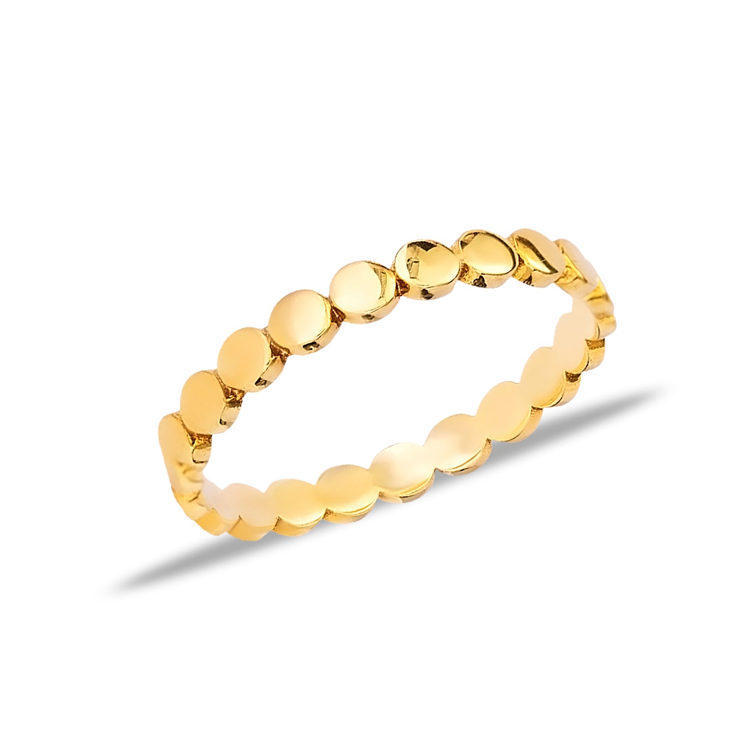 Handcrafted Sterling Silver Round Ring - Gold Plated
