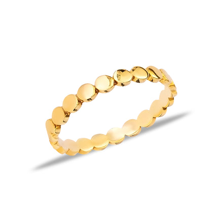 Handcrafted Sterling Silver Round Ring - Gold Plated