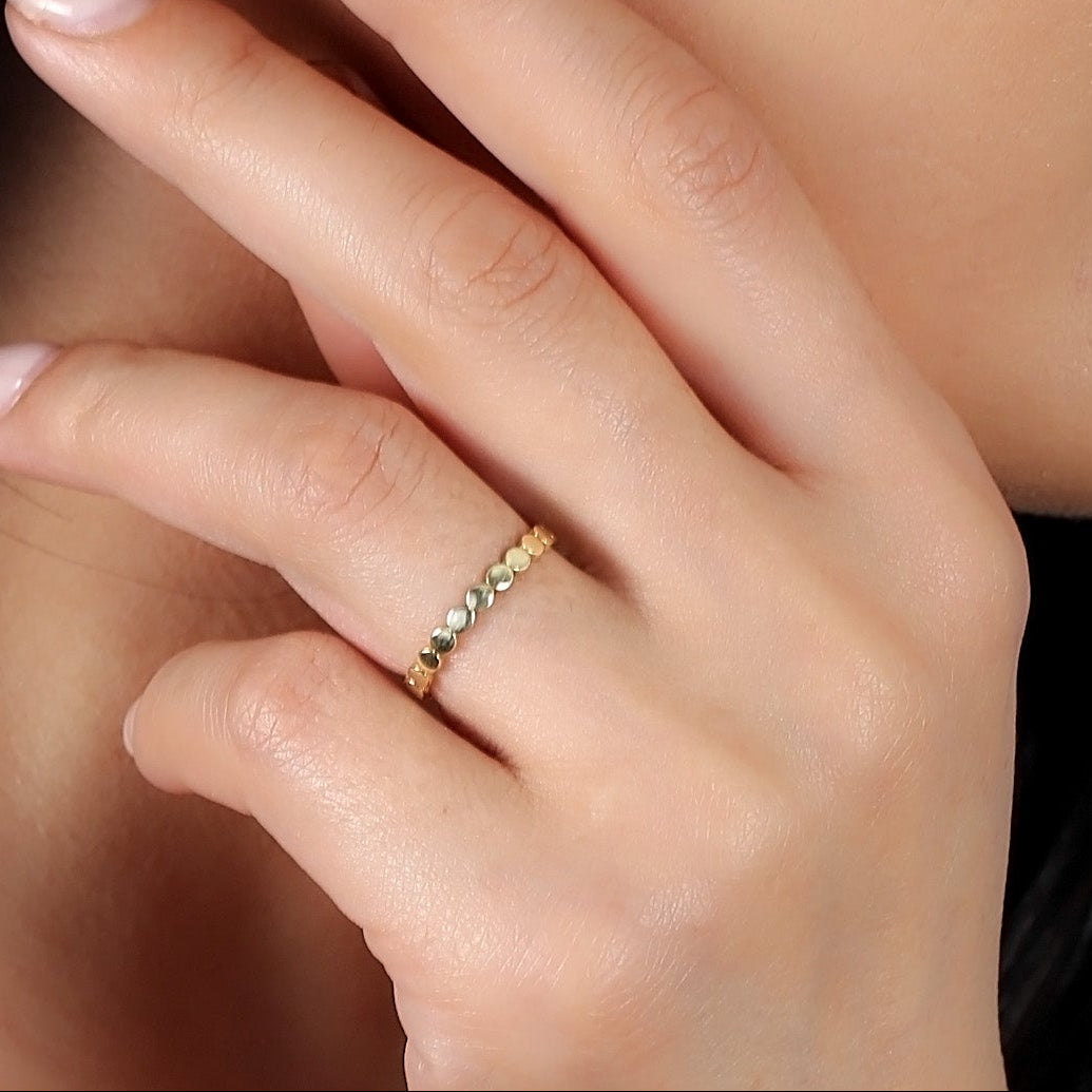 Handcrafted Sterling Silver Round Ring - Gold Plated