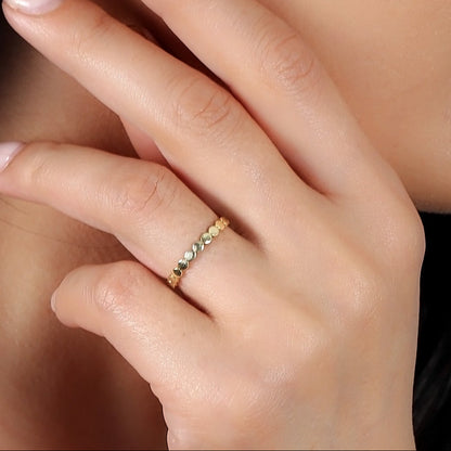 Handcrafted Sterling Silver Round Ring - Gold Plated